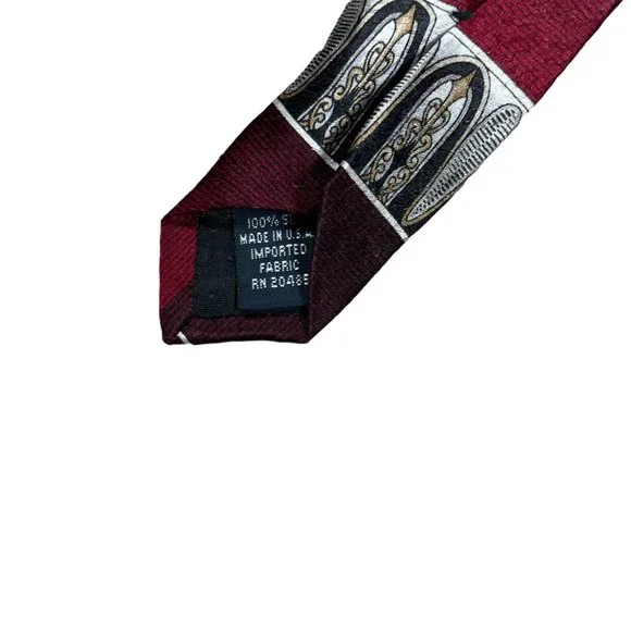 Stafford Executive Men's Red Geometric Classic Silk Necktie - Picture 6 of 7